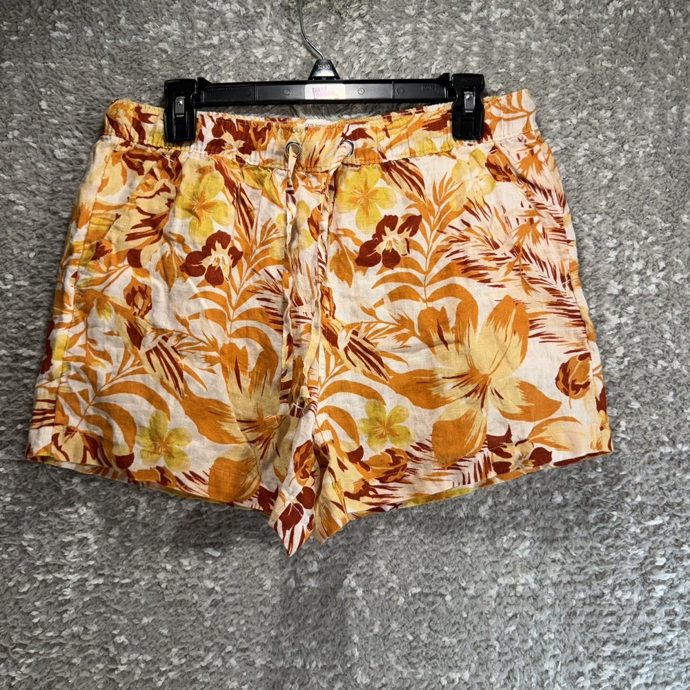 C&C California Linen Shorts Floral Print M Coastal Beach Pockets